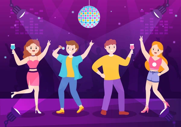 Night Club Cartoon Illustration Nightlife Young People Drink Alcohol Youth — Vetor de Stock