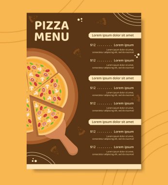 Pizza Food Menu Template Hand Drawn Cartoon Background Vector Illustration