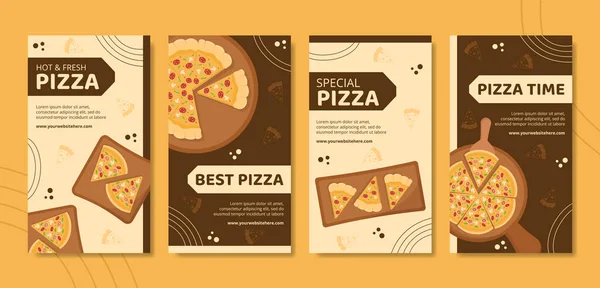 Pizza Food Социальные Медиа Истории Шаблоны Ручной Рисунок Мультфильм Фон — стоковый вектор