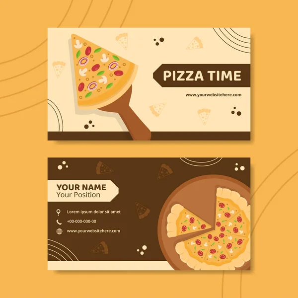Pizza Food Card Horizontal Template Hand Drawn Cartoon Background Vector — Stockový vektor