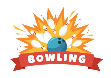 Bowling Game Hand Drawn Cartoon Flat Background Design Illustration with Pins, Balls and Scoreboards in a Sport Club or Activity Competition