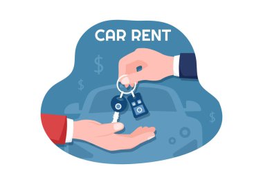 Car Rental, Booking Reservation and Sharing using Service Mobile Application with Route or Points Location in Hand Drawn Cartoon Flat Illustration