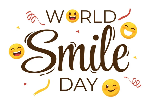 World Smile Day Hand Drawn Cartoon Illustration Smiling Expression Happiness — Vector de stock