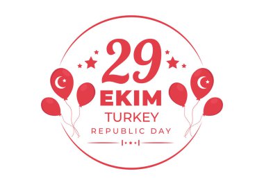 Republic Day Turkey or 29 Ekim Cumhuriyet Bayrami Kutlu Olsun Hand Drawn Cartoon Flat Illustration with Flag of Turkish and Happy Holiday Design