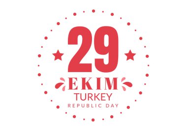 Republic Day Turkey or 29 Ekim Cumhuriyet Bayrami Kutlu Olsun Hand Drawn Cartoon Flat Illustration with Flag of Turkish and Happy Holiday Design