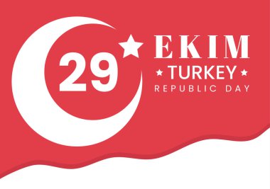 Republic Day Turkey or 29 Ekim Cumhuriyet Bayrami Kutlu Olsun Hand Drawn Cartoon Flat Illustration with Flag of Turkish and Happy Holiday Design