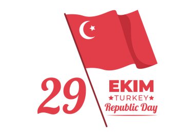 Republic Day Turkey or 29 Ekim Cumhuriyet Bayrami Kutlu Olsun Hand Drawn Cartoon Flat Illustration with Flag of Turkish and Happy Holiday Design