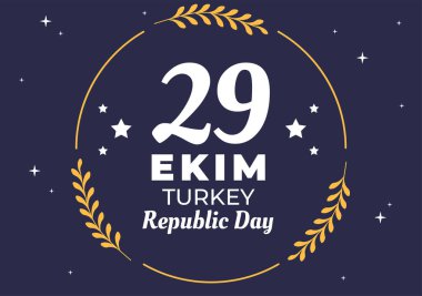 Republic Day Turkey or 29 Ekim Cumhuriyet Bayrami Kutlu Olsun Hand Drawn Cartoon Flat Illustration with Flag of Turkish and Happy Holiday Design