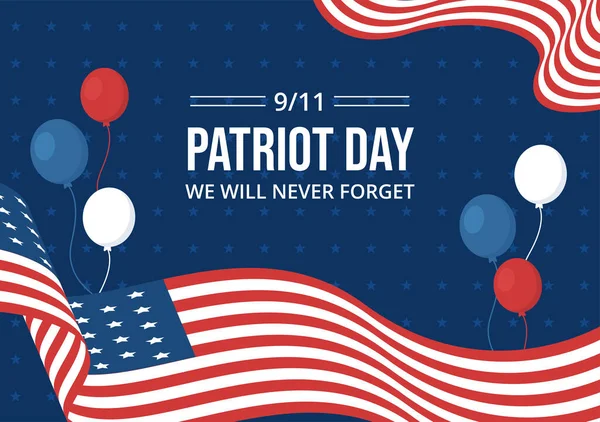 Patriot Day Usa Celebration Hand Drawn Cartoon Flat Illustration American — Archivo Imágenes Vectoriales