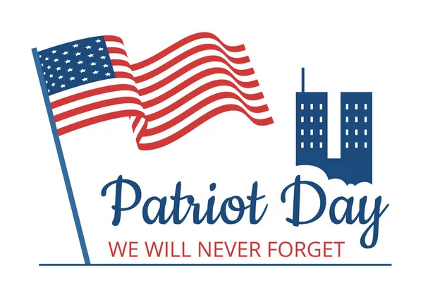 Patriot Day Usa Celebration Hand Drawn Cartoon Flat Illustration American — Vector de stock