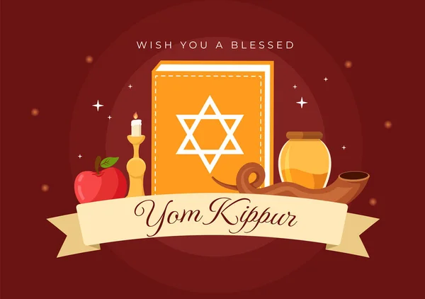 Yom Kippur Celebration Hand Drawn Cartoon Flat Illustration Day Atonement — Stock vektor