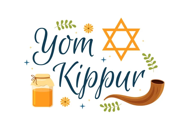 Yom Kippur Celebration Hand Drawn Cartoon Flat Illustration Day Atonement — Stok Vektör
