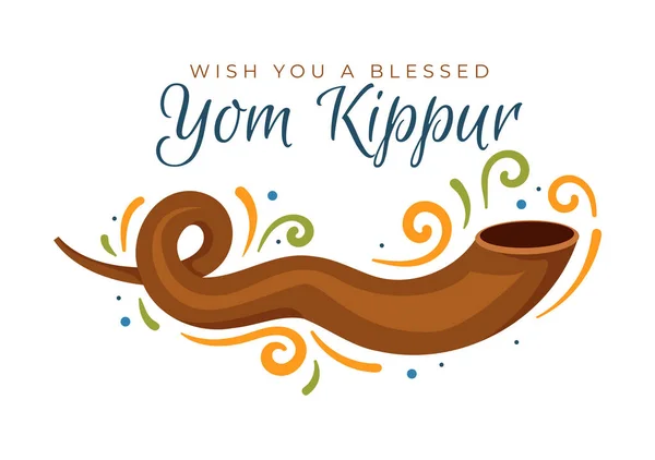 Yom Kippur Celebration Hand Drawn Cartoon Flat Εικονογράφηση Για Την — Διανυσματικό Αρχείο