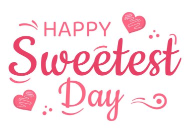 Happy Sweetest Day on 21 October Sweet Holiday Event Hand Drawn Cartoon Flat Illustration with Cupcakes and Candy in a Pink Background