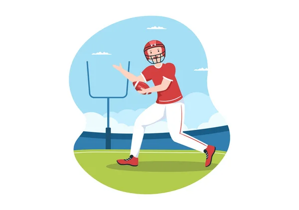 American Football Sports Player Game Uses Oval Shaped Ball Brown — Stockový vektor