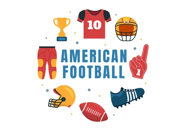 American Football Sports Player Game Uses Oval Shaped Ball Brown — Vetor de Stock