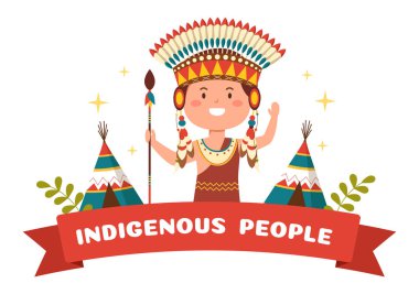 Worlds Indigenous Peoples Day on August 9 Hand Drawn Cartoon Flat Illustration to Raise Awareness and Protect the Rights Population