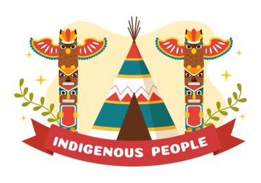 Worlds Indigenous Peoples Day on August 9 Hand Drawn Cartoon Flat Illustration to Raise Awareness and Protect the Rights Population
