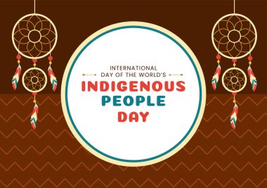 Worlds Indigenous Peoples Day on August 9 Hand Drawn Cartoon Flat Illustration to Raise Awareness and Protect the Rights Population