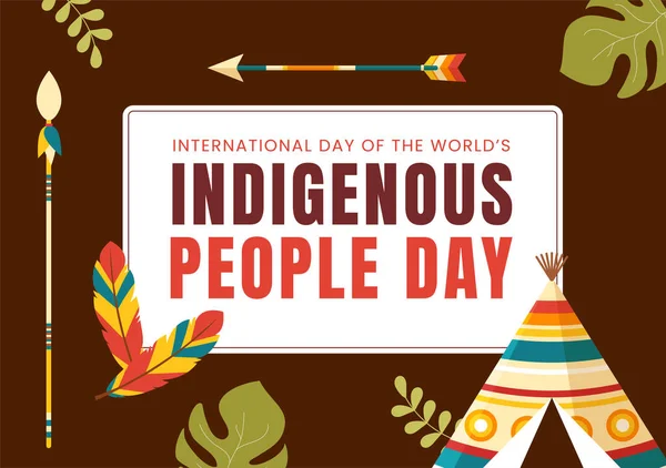 Worlds Indigenous Peoples Day August Hand Drawn Cartoon Flat Illustration —  Vetores de Stock