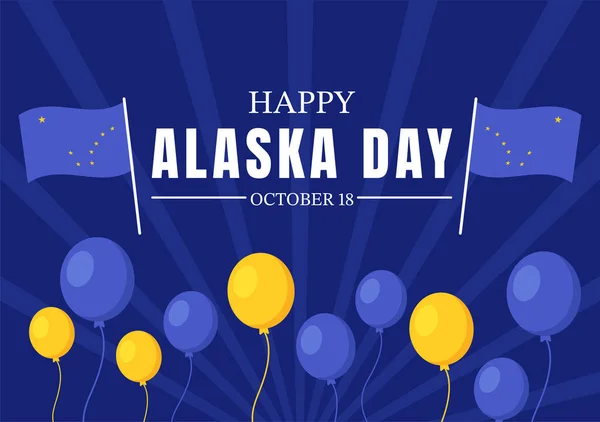 Happy Alaska Day October Hand Drawn Cartoon Flat Illustration Flag — Archivo Imágenes Vectoriales