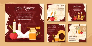 Yom Kippur Day Celebration Social Media Post Template Hand Drawn Cartoon Flat Illustration