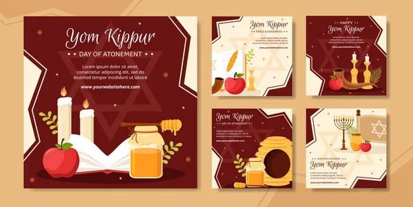 Yom Kippur Day Celebration Social Media Post Template Hand Drawn — Stock vektor