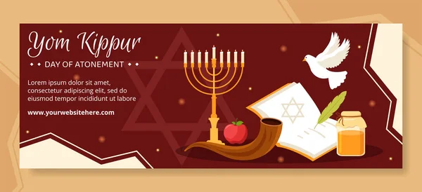 Yom Kippur Day Celebration Cover Template Hand Drawn Cartoon Flat — Archivo Imágenes Vectoriales