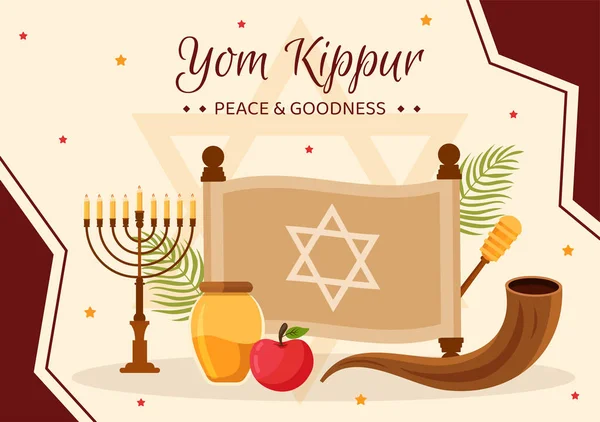 Yom Kippur Ημέρα Εορτασμού Πρότυπο Φόντου Χέρι Σχεδίασης Καρτούν Επίπεδη — Διανυσματικό Αρχείο
