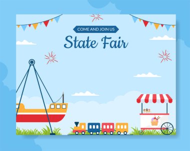 Amusement Park Carnival Photocall Template Hand Drawn Cartoon Flat Illustration