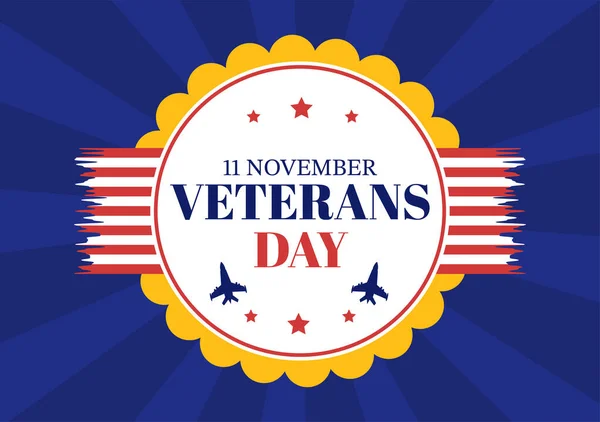 Veterans Day November Template Hand Drawn Cartoon Flat Illustration Usa — Vector de stock