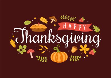 Happy Thanksgiving Celebration Template Hand Drawn Cartoon Flat Illustration with Turkey, Leaves, Chicken or Pumpkin Design