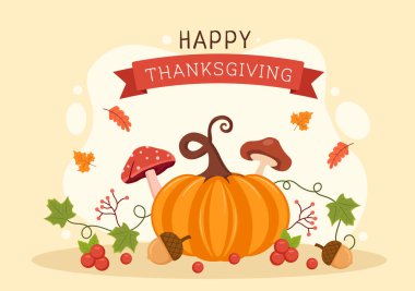 Happy Thanksgiving Celebration Template Hand Drawn Cartoon Flat Illustration with Turkey, Leaves, Chicken or Pumpkin Design