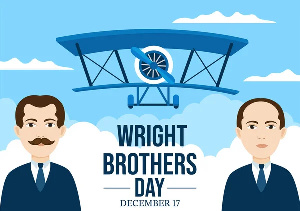 Wright Brothers Day December 17Th Template Hand Drawn Cartoon Illustration — Vetor de Stock