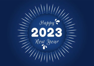 Happy New Year 2023 Celebration Template Hand Drawn Cartoon Flat Background Illustration with Fireworks, Ribbons and Confetti Design