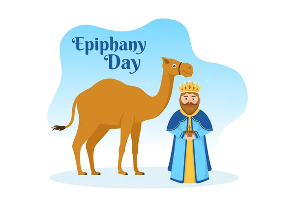 Happy Epiphany Day Template Hand Drawn Cartoon Flat Illustration Christian — Stock vektor
