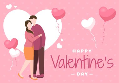 Sevgililer Günü Şablon El Çizimi Çizimi Çizimi 17 Şubat 'ta Love Tebrik Kartı veya Poster Tasarımı Anma Günü