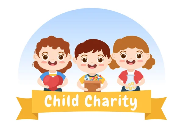 Caja Donación Cartón Que Contiene Juguetes Para Niños Cuidado Social — Vector de stock