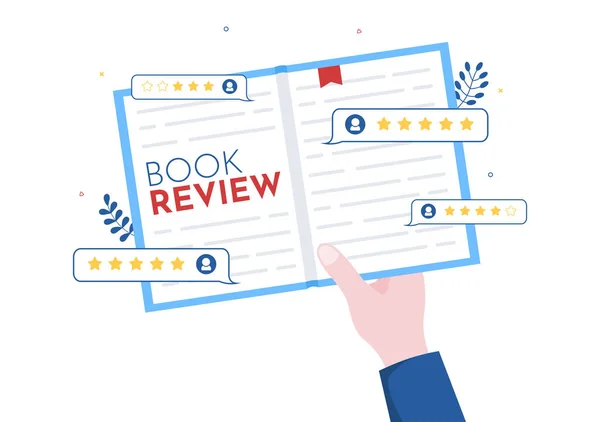 Book Review Template Hand Drawn Cartoon Flat Illustration Reader Feedback — 스톡 벡터
