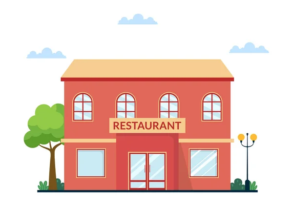 Modelo Revisão Classificação Restaurante Desenhado Mão Desenhos Animados Ilustração Plana — Vetor de Stock