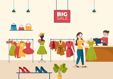 Kadınlar için Moda Giyim Mağazası El Şablonu Çizim Çizimi Çizim Çizimi Alışveriş Ürünleri Kumaşı veya Elbise Tasarımı