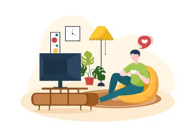 Televizyon Kanalı Şablonu Çizim Çizimi Çizim Çizimi Film, Aksiyon Filmi veya Televizyonda Son Dakika Haberleri İçin Ev Eğlencesi