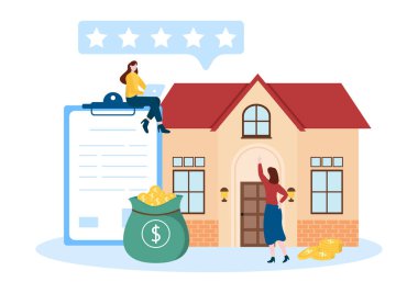 Ev Kredisi veya Emlak Tasarımına Para Yatırımında Ev Kredisi Verilen Dönem Kredisinin İpotek Şablonu Çizilmiş Flat Çizimi