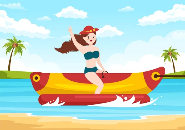 Spela Bananbåt Och Jet Ski Holidays Havet Beach Aktiviteter Mall — Stock vektor