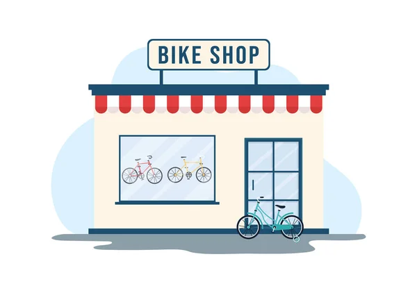Magasin Vélos Avec Des Acheteurs Choisir Des Cycles Des Accessoires — Image vectorielle