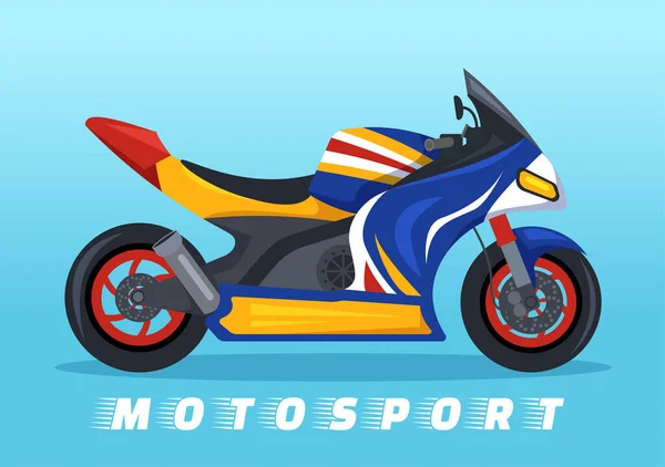 Racing Motosport Speed Bike Template Illustrazione Piatta Del Fumetto Disegnato — Vettoriale Stock