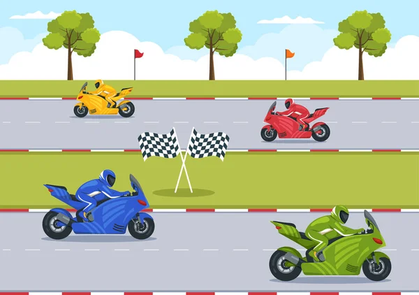 Racing Motosport Speed Bike Template Illustrazione Piatta Del Fumetto Disegnato — Vettoriale Stock