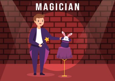 Sihirbaz İllüzyonist Sihirbazlar Sihirbazlık ve Sihirli Asayı Şablon El Çizim Çizim Çizimi Çizimi Sahnesinde Gizemli Şapkasının üzerinde Sallıyor