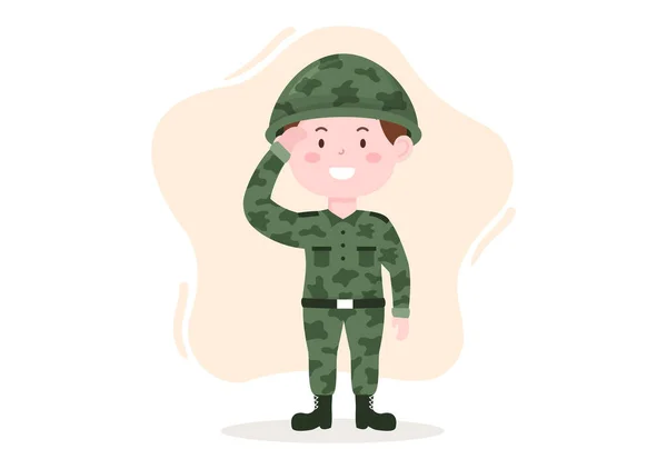 Military Army Force Template Hand Gezeichnet Niedliche Cartoon Flache Illustration — Stockvektor