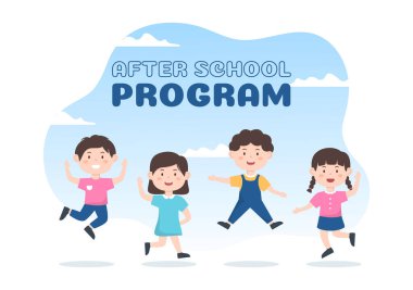 Öğrenciler ders veya programdan sonra okul binasını terk edip Şablon El Çizimi Çizim Çizimi Düz Çizim